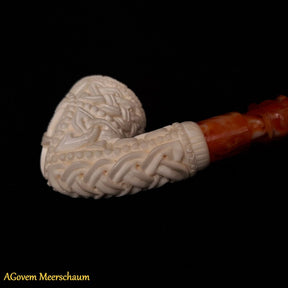 Master Mason Blue Lodge Meerschaum Pipe - Handmade Free Mason With Fitted Case - Bricks Masons