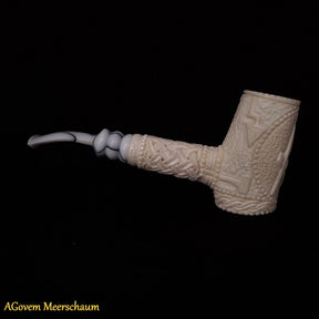 Master Mason Blue Lodge Meerschaum Pipe - Handmade With Velvet Case - Bricks Masons