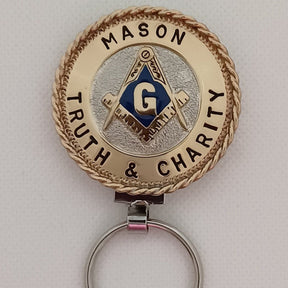 Master Mason Blue Lodge Keychain - Handcrafted Silver & Blue Truth & Charity Mason - Bricks Masons