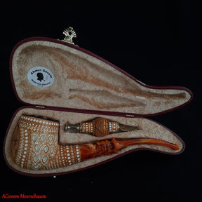 Master Mason Blue Lodge Meerschaum Pipe -  With Fitter Case & Pipe Tamper - Bricks Masons