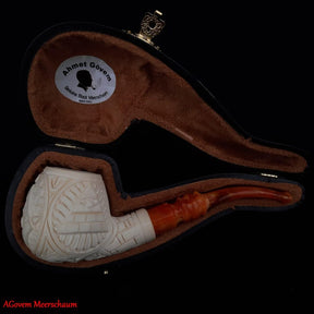 Master Mason Blue Lodge Meerschaum Pipe - Handmade With Square & Compass - Bricks Masons