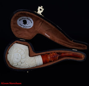Eye Of Providence Meerschaum Pipe - Handmade Natural Bee Wax - Bricks Masons