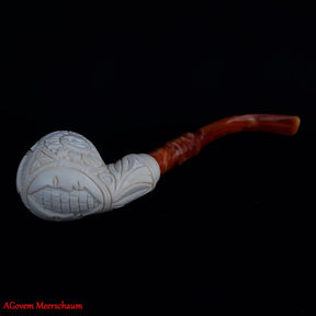 Master Mason Blue Lodge Meerschaum Pipe - Square and Compass G With Eye of Providence - Bricks Masons
