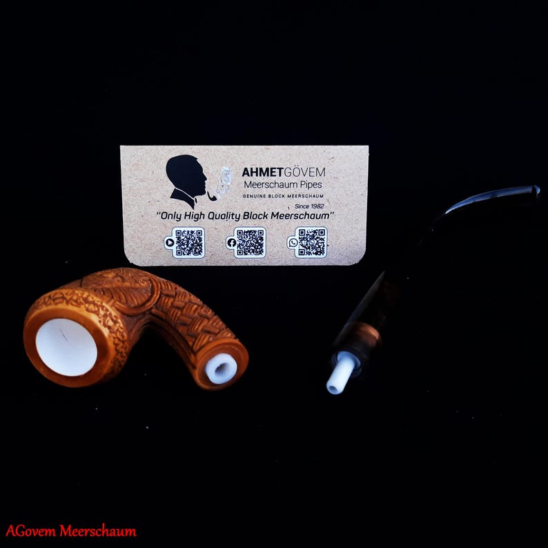 Eye of Providence Meerschaum Pipe - Handmade Eye & Sun Emblem - Bricks Masons