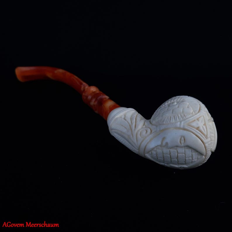 Master Mason Blue Lodge Meerschaum Pipe - Square and Compass G With Eye of Providence - Bricks Masons