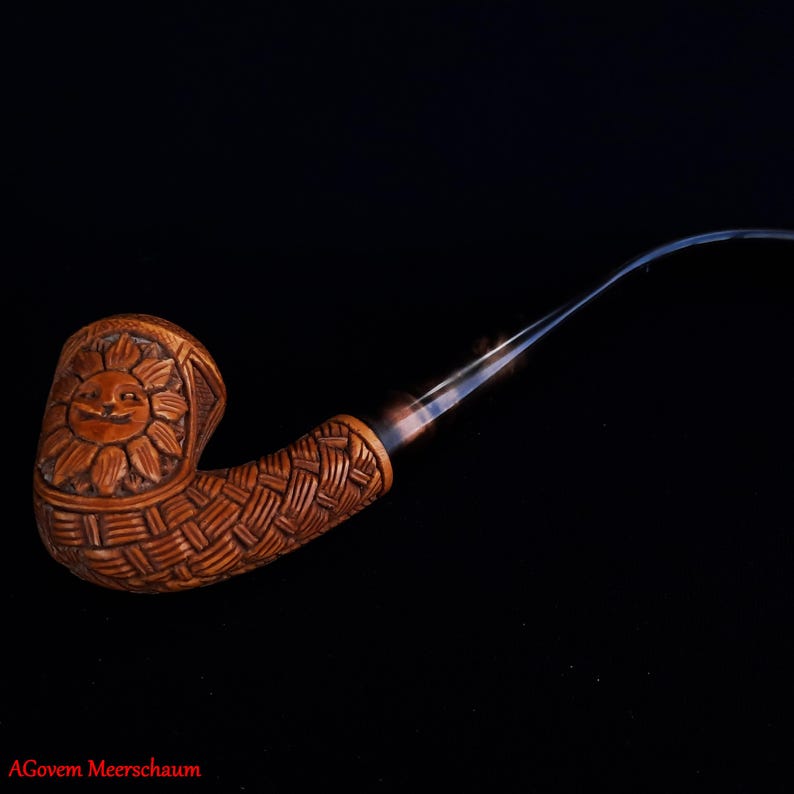 Eye of Providence Meerschaum Pipe - Handmade Eye & Sun Emblem - Bricks Masons