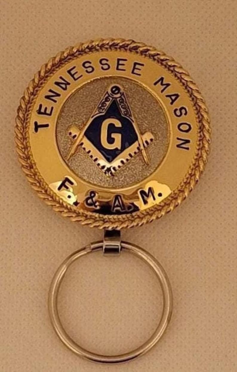 Master Mason Blue Lodge Keychain - Tennessee Mason F & A.M Square & Compass G - Bricks Masons