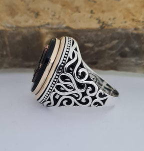 Master Mason Blue Lodge Ring - Sterling Silver Onyx - Bricks Masons