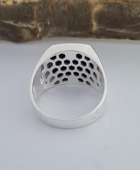 Master Mason Blue Lodge Ring - Handmade Sterling Silver Onyx - Bricks Masons