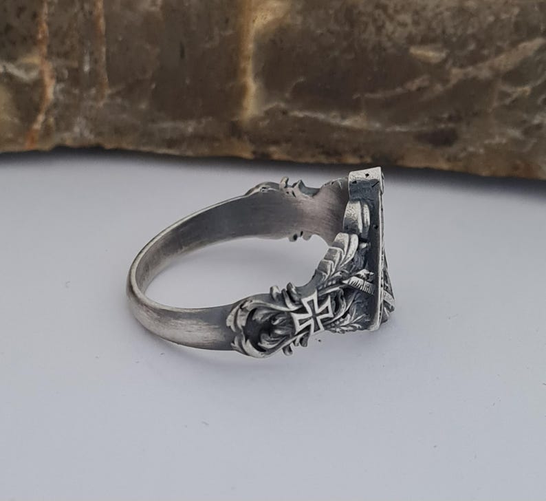 Master Mason Blue Lodge Ring - Handcrafted Sterling Silver Gothic Templar Cross - Bricks Masons