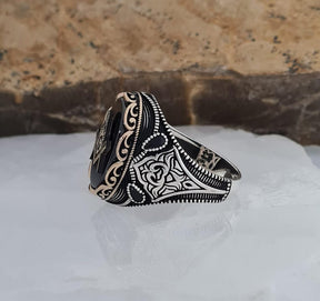 Master Mason Blue Lodge Ring - Sterling Silver Black Onyx - Bricks Masons