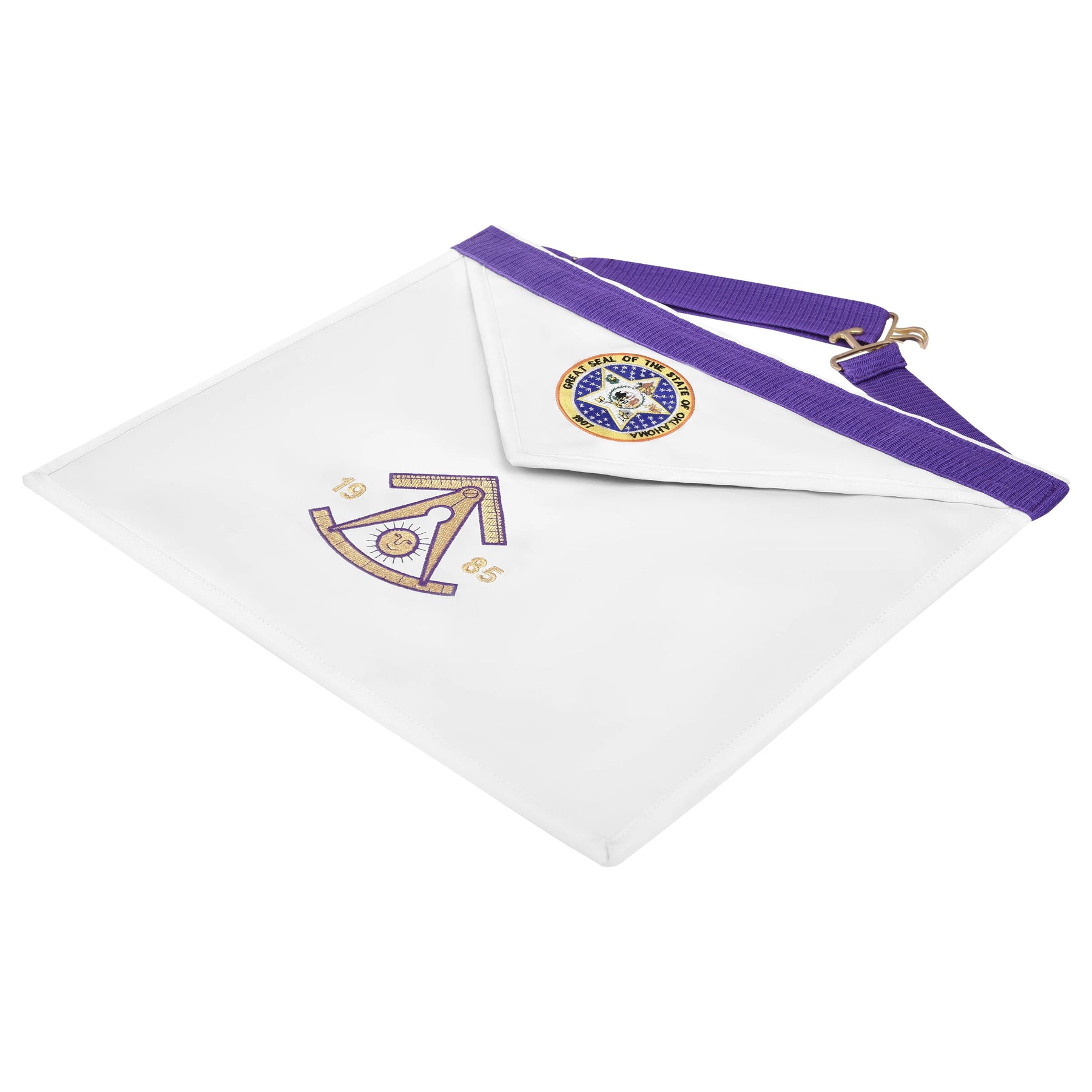 Past Master Blue Lodge Apron - Great Seal Of The State Of Oklahoma - Bricks Masons