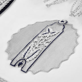 Junior Warden Blue Lodge Officer Apron - Dark Blue With Silver Hand Embroidery Bullion - Bricks Masons