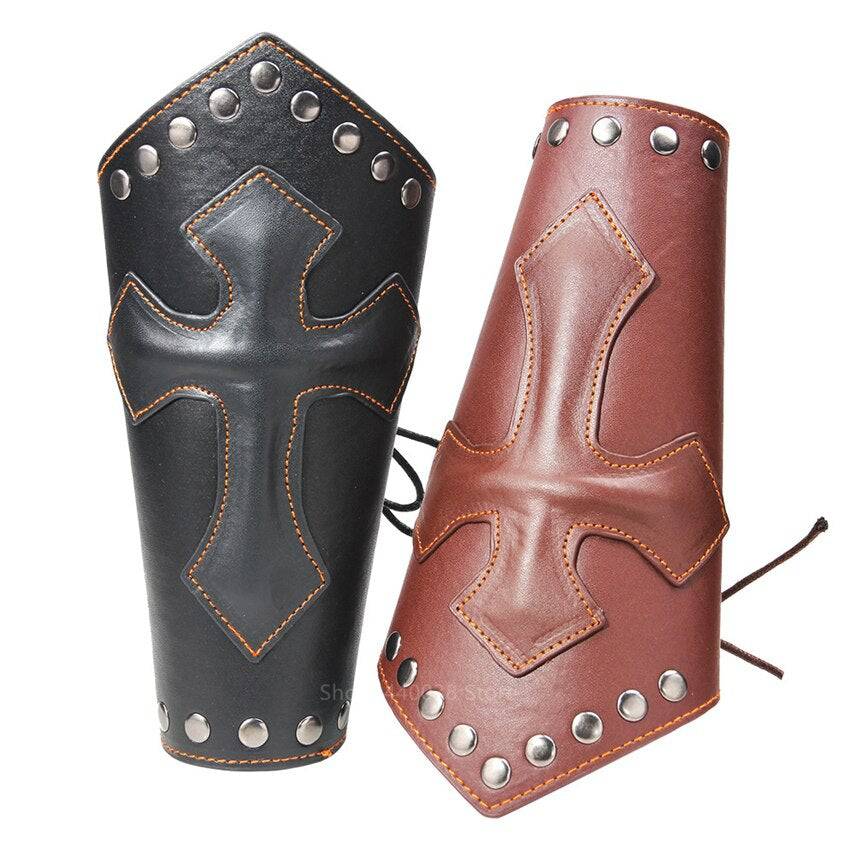 Knights Templar Cuff - Medieval Armor Wide Leather Bracers - Bricks Masons