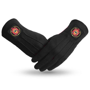 Knights Templar Commandery Glove - Black Cotton With Patch - Bricks Masons