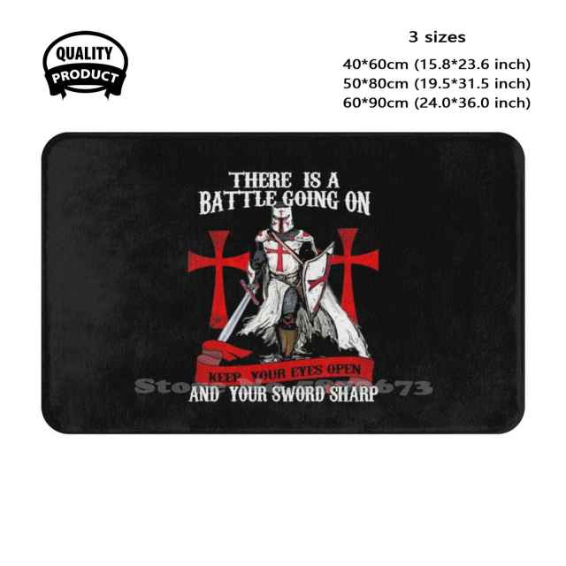 Knights Templar Mat - (There Is A Battle Going On) Soft Black Door - Bricks Masons