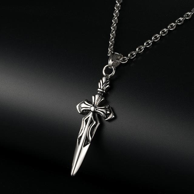 Knights Templar Necklace - Silver Titanium Steel - Bricks Masons