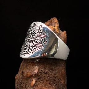Knights Templar Ring - Antique Cross Sterling Silver - Bricks Masons
