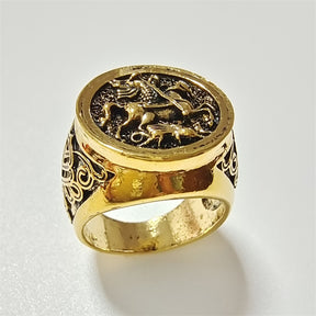 Knights Templar Commandery Ring - Gold Plated Knight - Bricks Masons