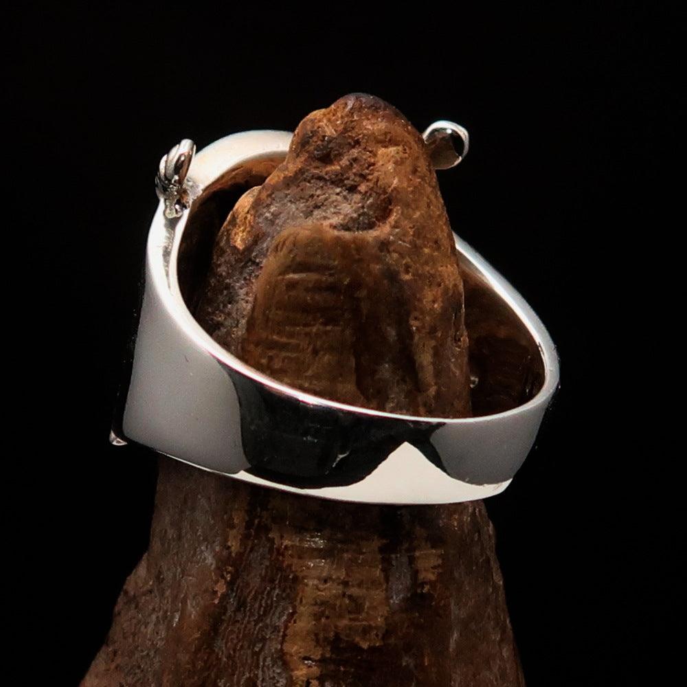 Knights Templar Ring - Green Templar Shield Cross Sterling Silver - Bricks Masons