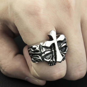 Knights Templar Ring - Medieval Motif Cross - Bricks Masons