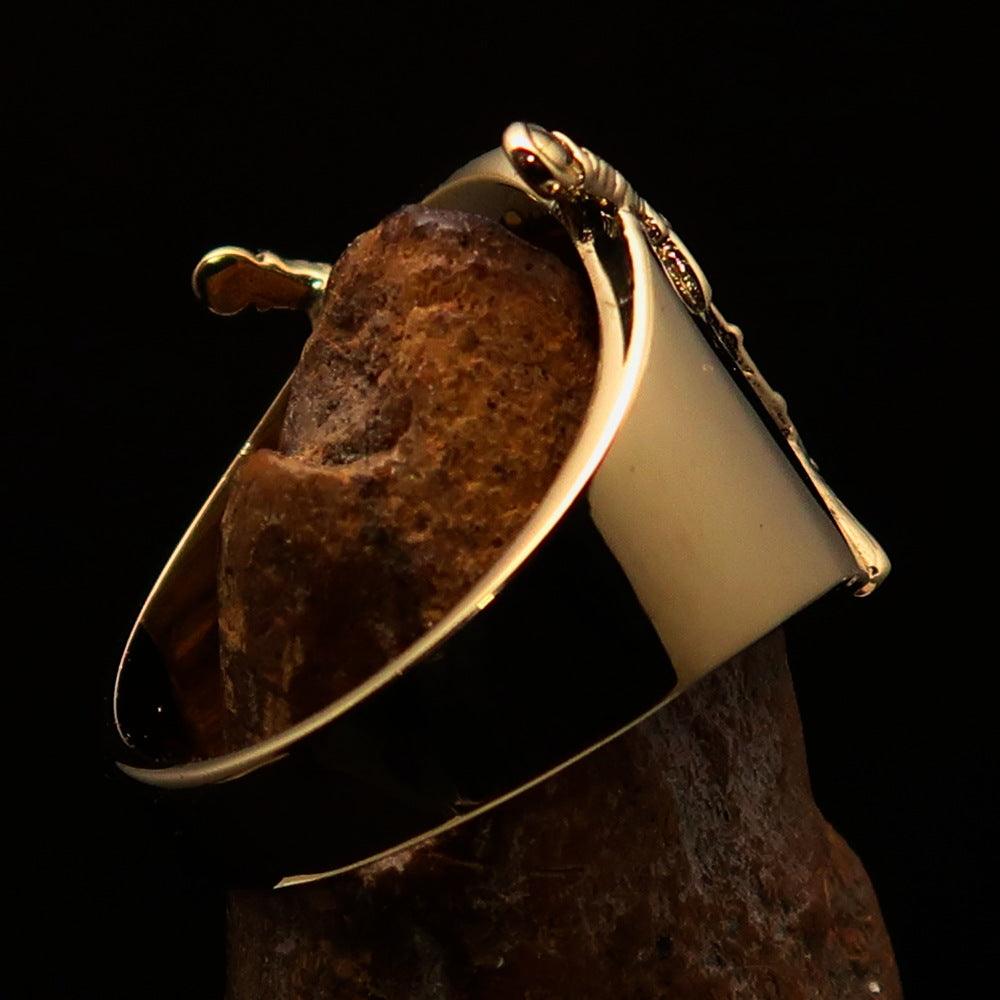 Knights Templar Ring - Red & Gold Shield Solid Brass - Bricks Masons