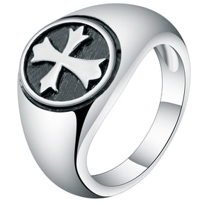 Knights Templar Commandery Ring - Silver Copper Plated - Bricks Masons