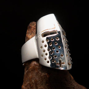 Knights Templar Ring - Sterling Silver Knight Helmet - Bricks Masons