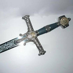Knights Templar Sword - King Solomon Gold Ark of the Covenant Silver W/ Plaque 48.6" - Bricks Masons