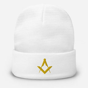 Master Mason Blue Lodge Beanie - Square and Compass Golden Embroidery