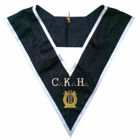 Grand Organiste 30th Degree French Collar - Black Moire with White Borders