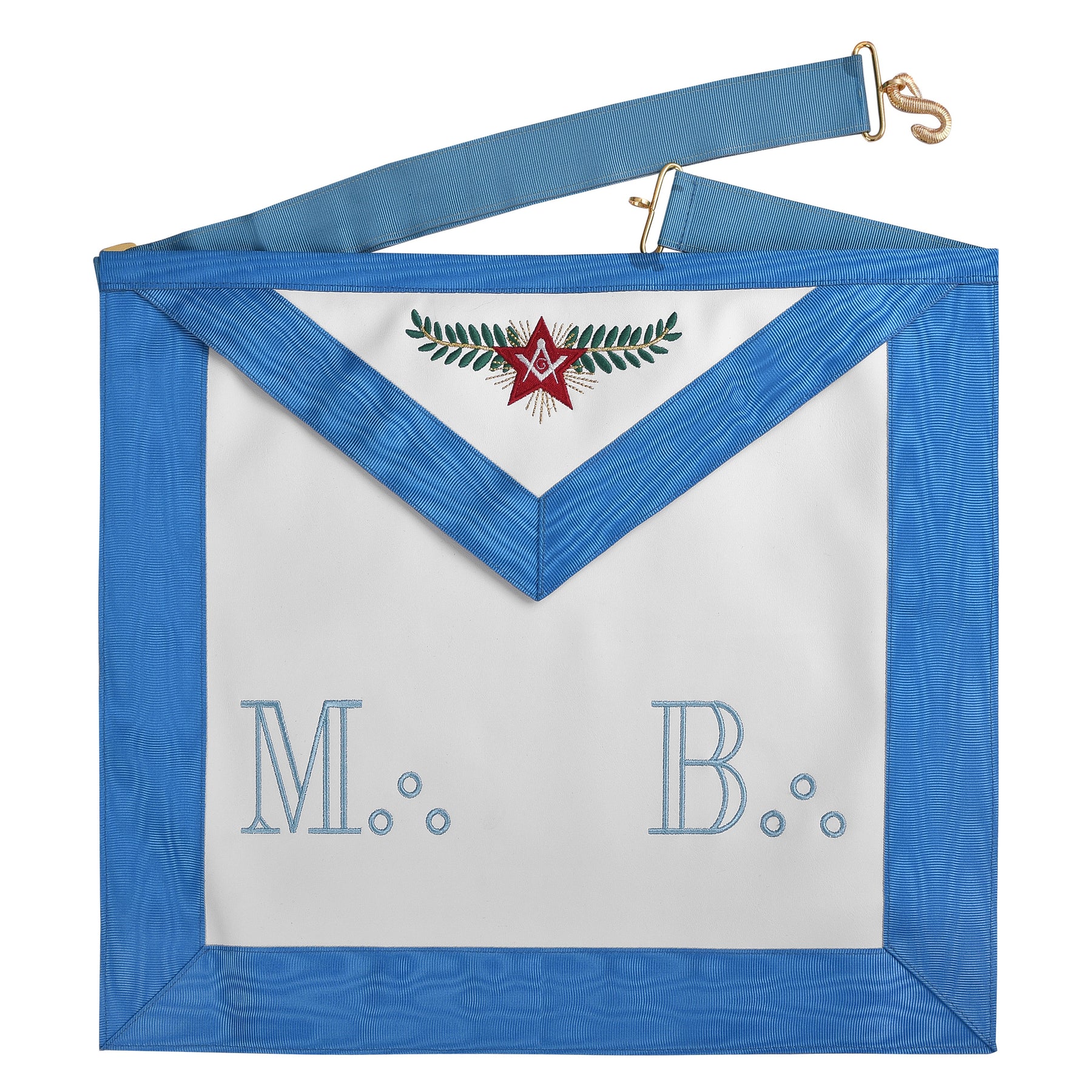 Master Mason Blue Lodge Apron - Blue Ribbon Machine Embroidery - Bricks Masons