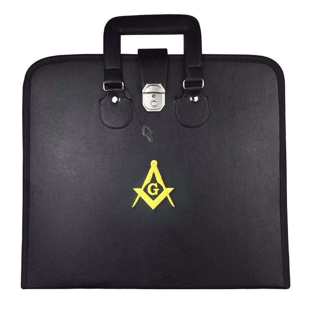 Master Mason Blue Lodge Apron Case - Black Imitation Leather MM, WM, Provincial - Bricks Masons