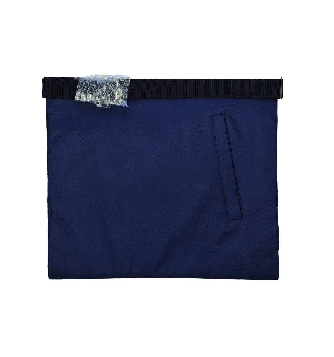 Master Mason Blue Lodge Apron - Navy Blue & White Silk Threads Hand Embroidery - Bricks Masons