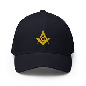 Master Mason Blue Lodge Baseball Cap - Square and Compass G Golden Embroidery - Bricks Masons