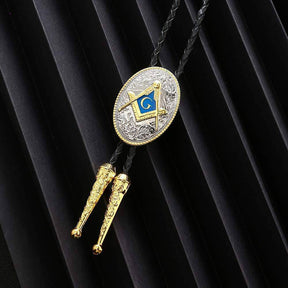 Master Mason Blue Lodge Bolo Tie - Square and Compass With G - Bricks Masons