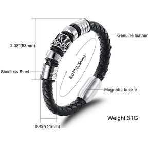 Master Mason Blue Lodge Bracelet - Compass and Square G Leather with Magnetic Clasp - Bricks Masons