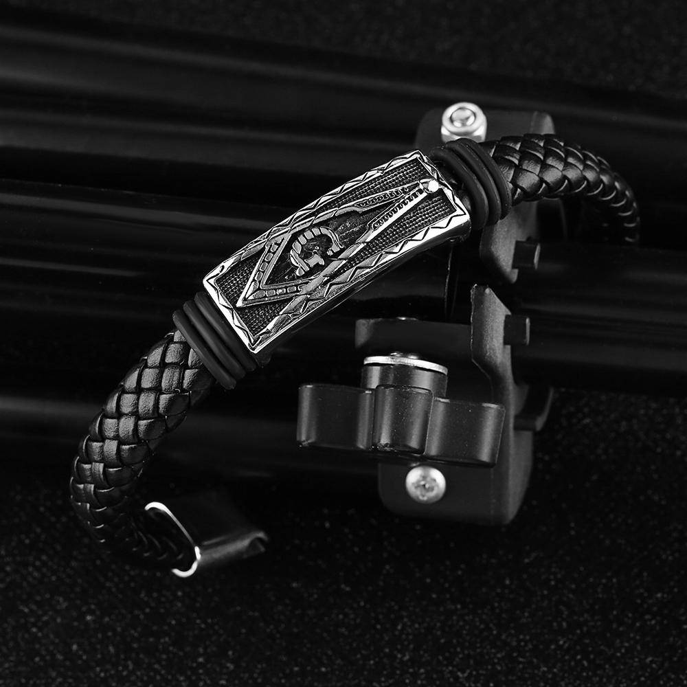 Master Mason Blue Lodge Bracelet - Leather Rope Chain - Bricks Masons