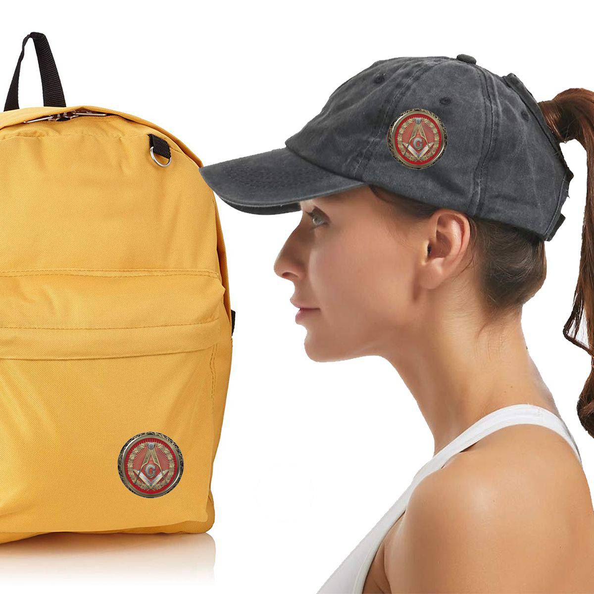 Master Mason Blue Lodge Brooch - Square and Compass with G - Bricks Masons