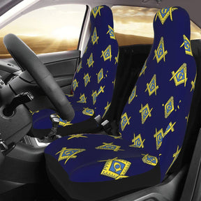 Master Mason Blue Lodge Car Seat Cover - Square and Compass G (2 Pieces) - Bricks Masons