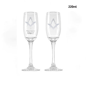 Master Mason Blue Lodge Champagne Flute - 2 Pieces Set - Bricks Masons