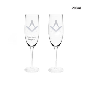 Master Mason Blue Lodge Champagne Flute - 2 Pieces Set - Bricks Masons