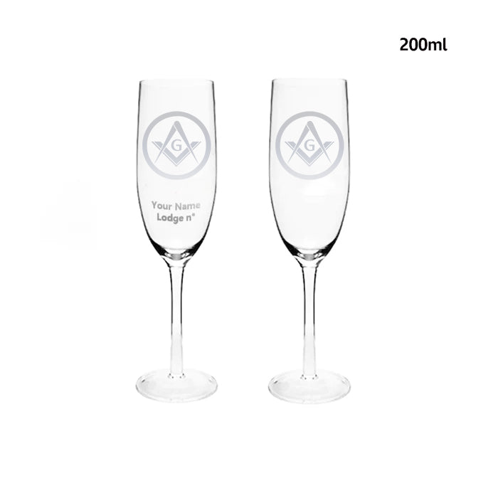 Master Mason Blue Lodge Champagne Flute - 2 Pieces Set - Bricks Masons