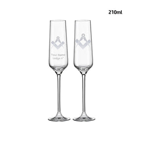 Master Mason Blue Lodge Champagne Flute - 2 Pieces Set - Bricks Masons