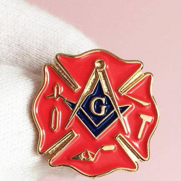 Master Mason Blue Lodge Lapel Pin - Square and Compass G Fire Service First Responder - Bricks Masons