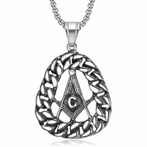 Master Mason Blue Lodge Necklace - Compass & Square G Stainless Steel - Bricks Masons