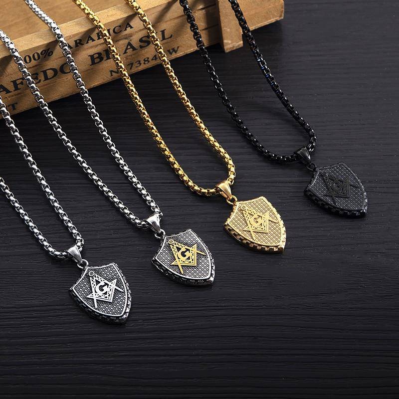 Master Mason Blue Lodge Necklace - Multiple Colors Shield - Bricks Masons
