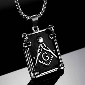 Master Mason Blue Lodge Necklace - Pillars Square Compass G - Bricks Masons