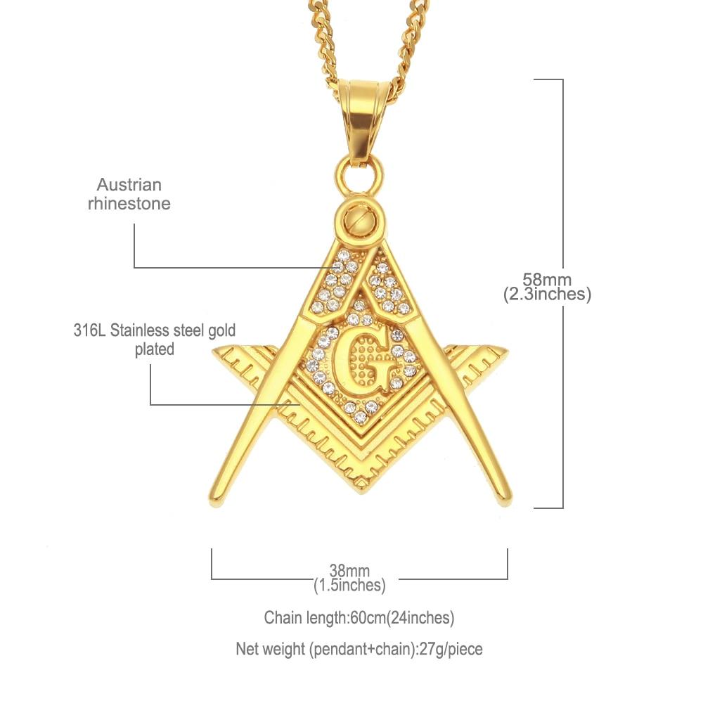 Master Mason Blue Lodge Necklace - Zirconia Stainless Steel - Bricks Masons