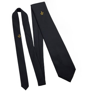 Master Mason Blue Lodge Necktie - Black Machine Embroidery - Bricks Masons